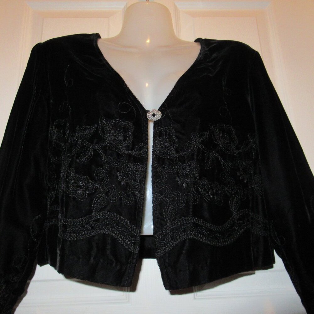 Vintage Velvet Embroidered Bolero Jacket (Runs Large) by Rialto Joy Perreras